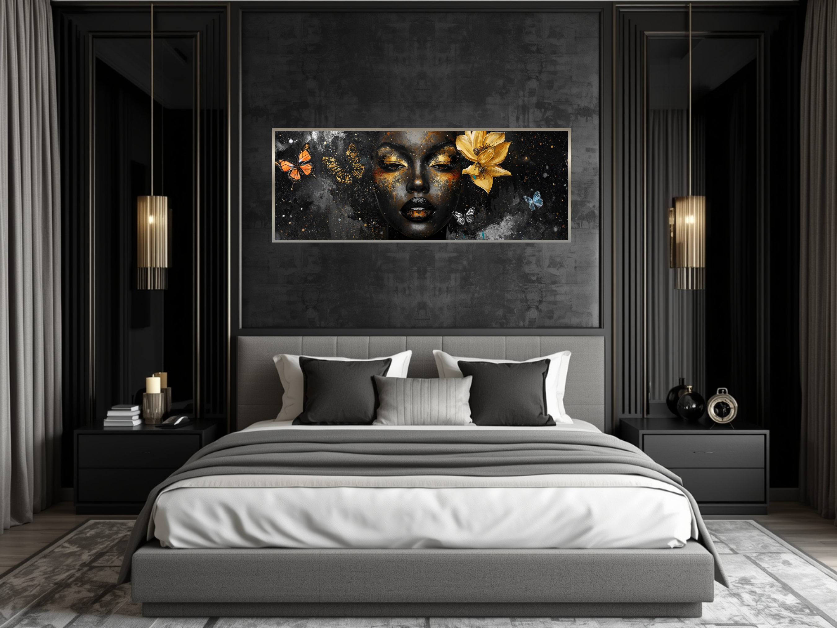 Golden Becoming – Butterfly Beauty 40×12 Panoramic Canvas
