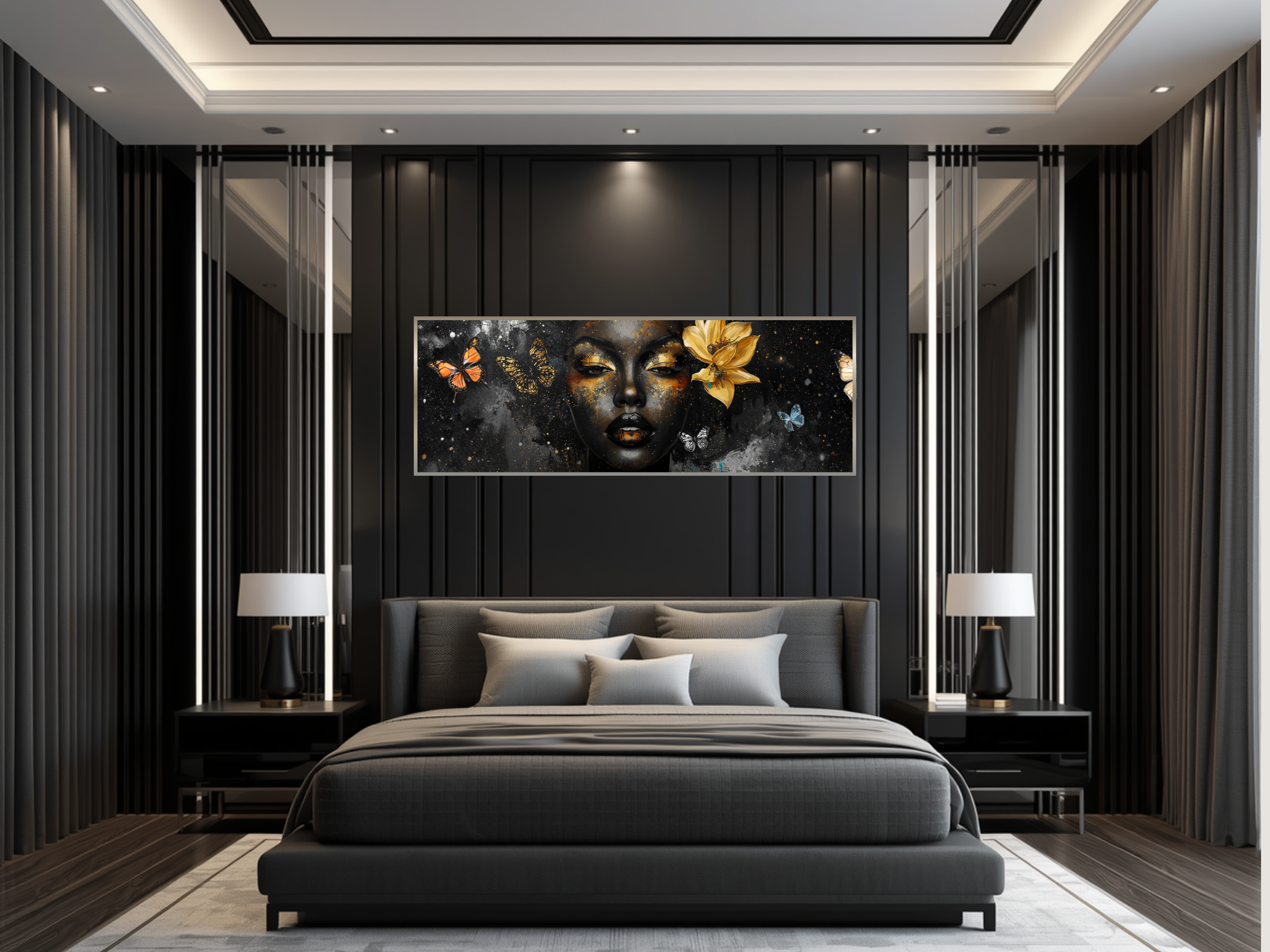 Golden Becoming – Butterfly Beauty 40×12 Panoramic Canvas
