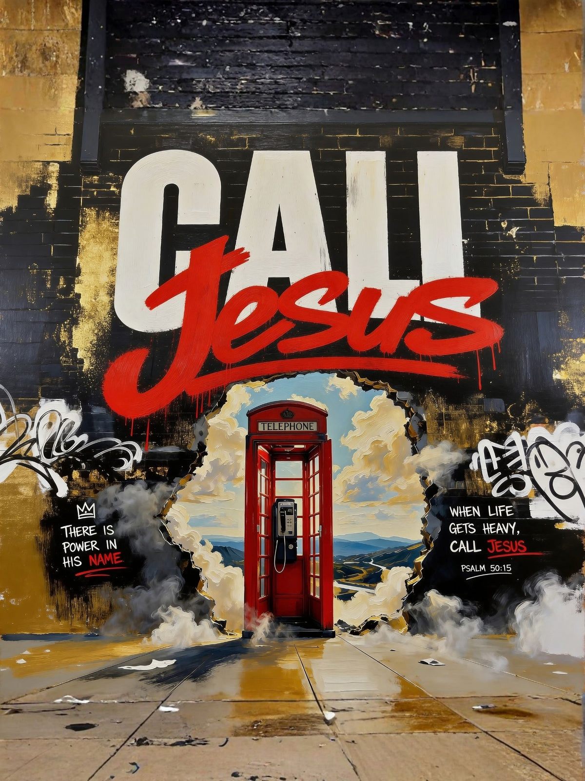 CALL JESUS™  Phone Booth | Portrait Wall Art