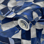 Indigo Abstract Curved Mosaic Wallpaper