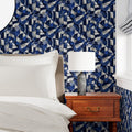 Indigo Abstract Curved Mosaic Wallpaper