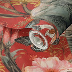 Elephants with Florals and Butterflies on Red Background Wallpaper