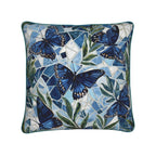 Blue Butterfly Outdoor Cushion | Mosaic Pattern Patio Pillow | Garden
