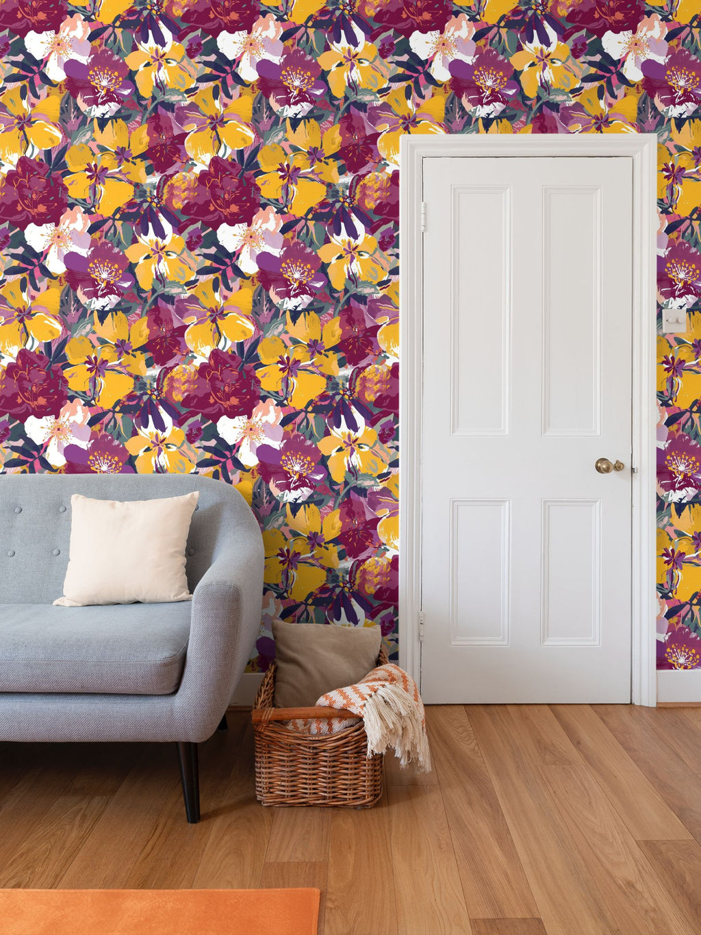 Jewel Tone Botanical Repeat Pattern | Vibrant Floral Wallpaper Design