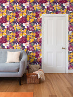 Jewel Tone Botanical Repeat Pattern | Vibrant Floral Wallpaper Design