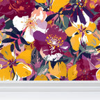 Jewel Tone Botanical Repeat Pattern | Vibrant Floral Wallpaper Design