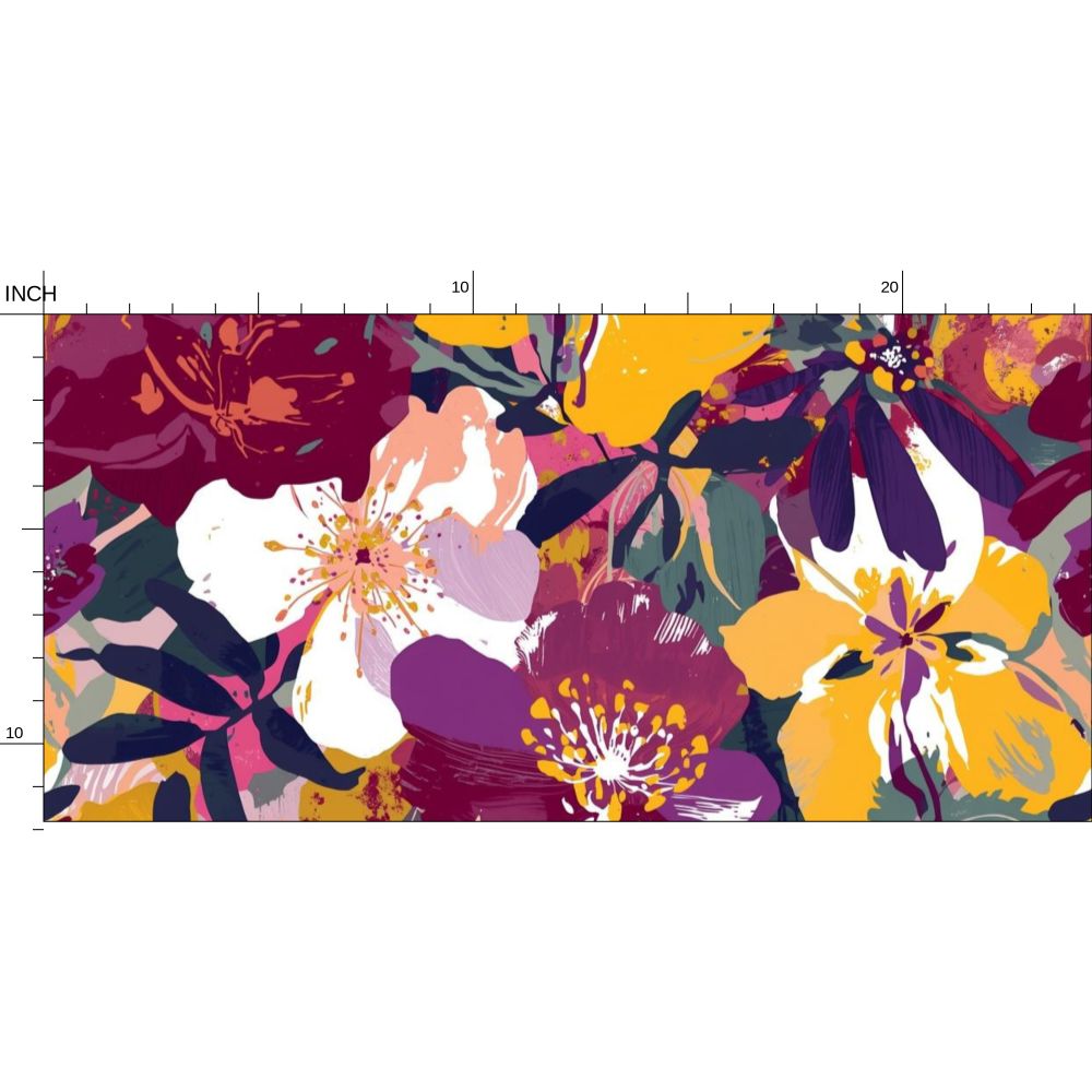 Jewel Tone Botanical Repeat Pattern | Vibrant Floral Wallpaper Design