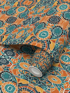 Teal & Rust Geo Mosaic Repeat Pattern | Geo Mosaic Wallpaper Design