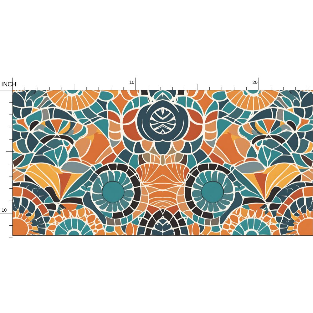 Teal & Rust Geo Mosaic Repeat Pattern | Geo Mosaic Wallpaper Design