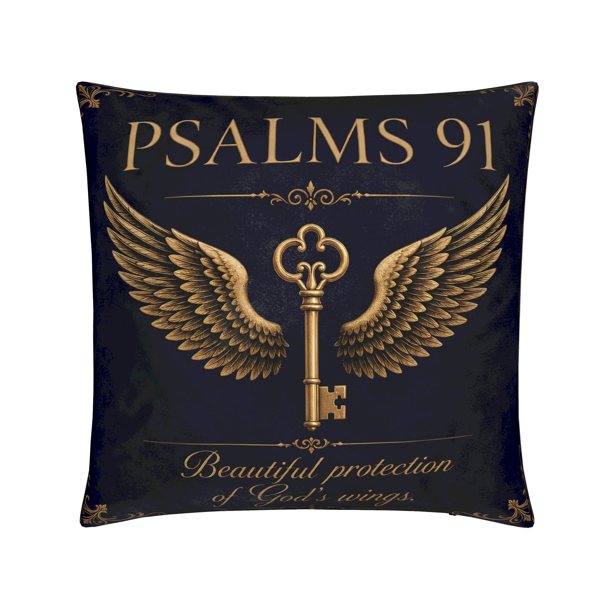 Psalm 91 Christian Pillow Navy | Luxury Scripture Home Décor
