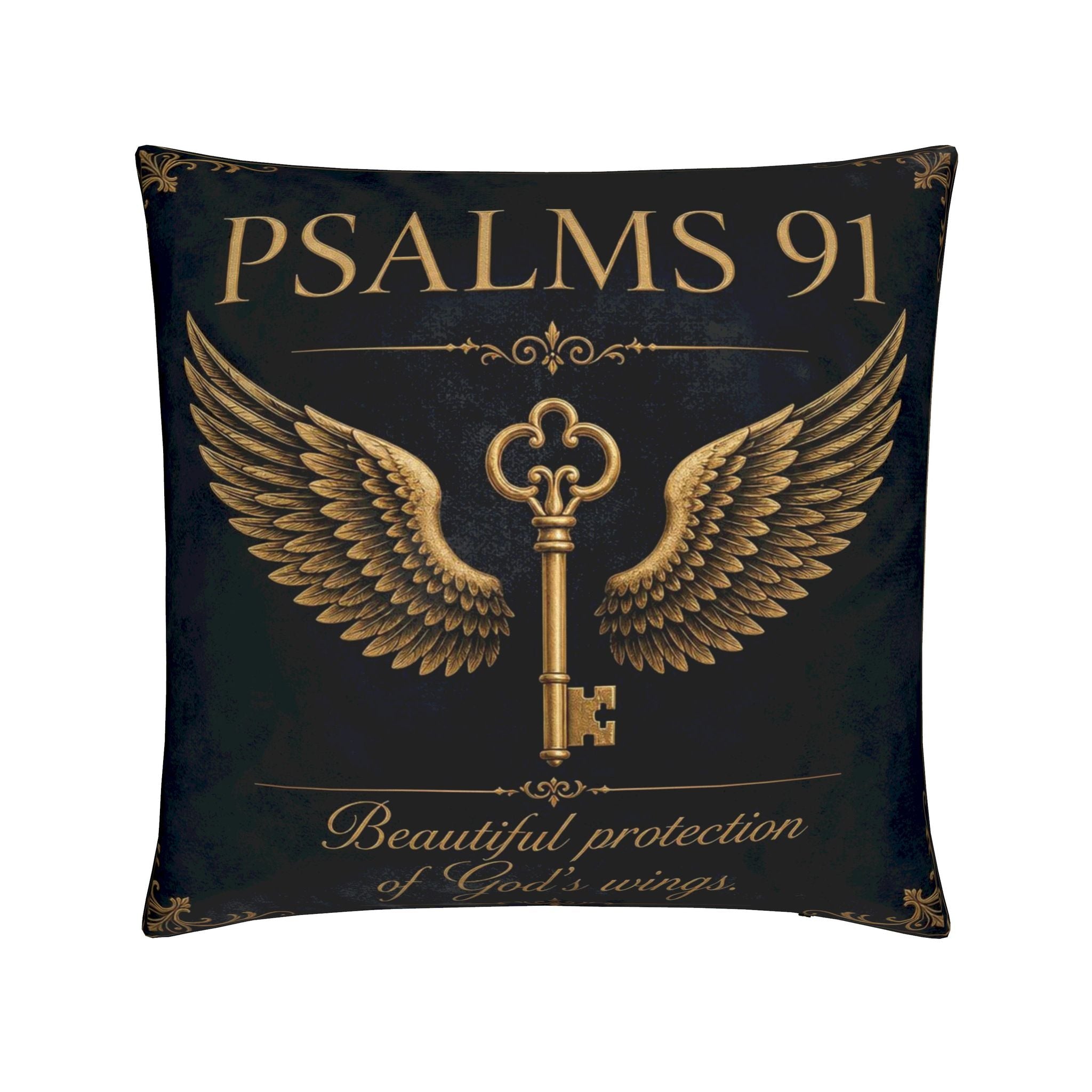 Psalm 91 Christian Pillow Deep Navy | Luxury Scripture Home Décor