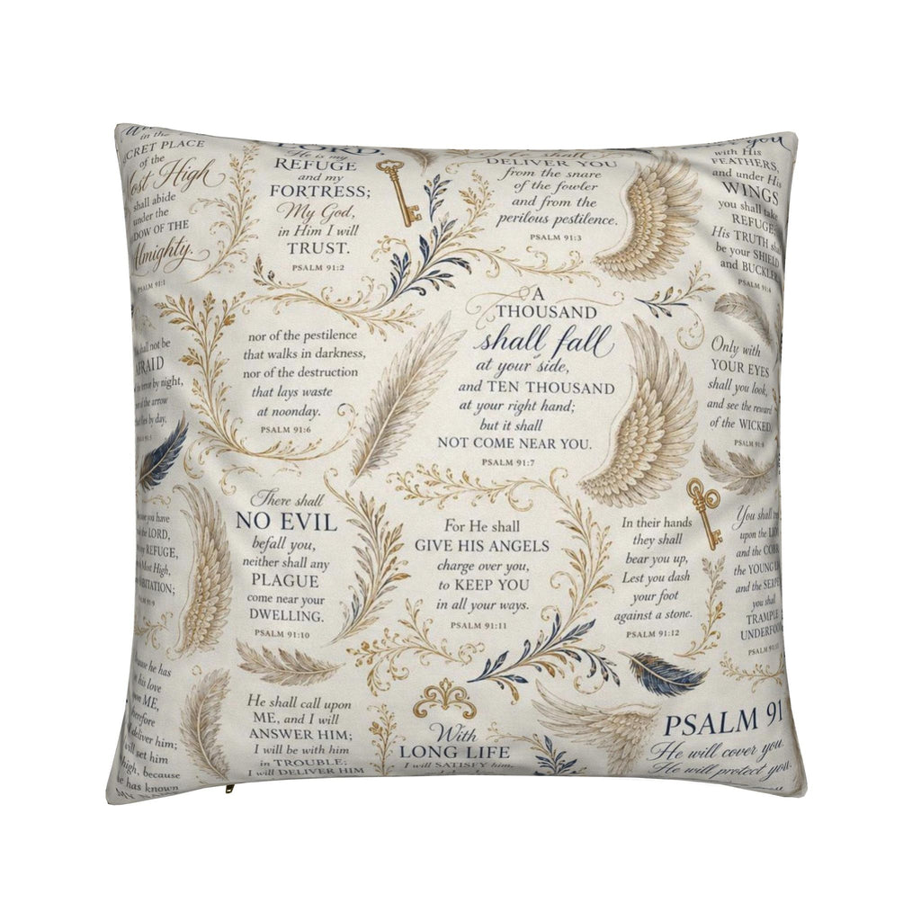 Psalm 91 Christian Pillow Deep Navy | Luxury Scripture Home Décor
