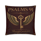 Psalm 91 Christian Pillow Burgundy | Luxury Scripture Home Décor