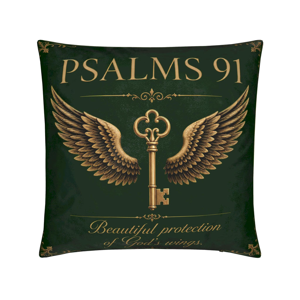 Psalm 91 Christian Pillow Green | Luxury Scripture Home Décor