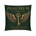 Psalm 91 Christian Pillow Green | Luxury Scripture Home Décor