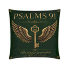 Psalm 91 Christian Pillow Green | Luxury Scripture Home Décor
