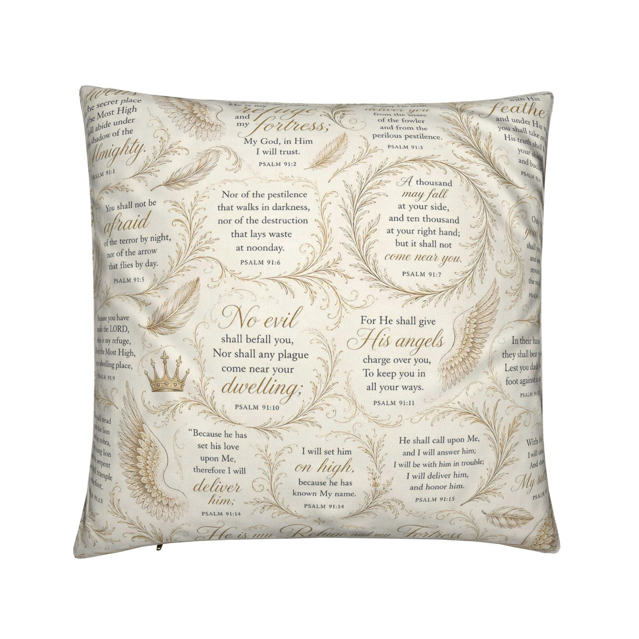 Psalm 91 Christian Pillow Green | Luxury Scripture Home Décor