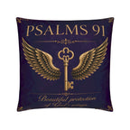 Psalm 91 Christian Pillow Purple | Luxury Scripture Home Décor
