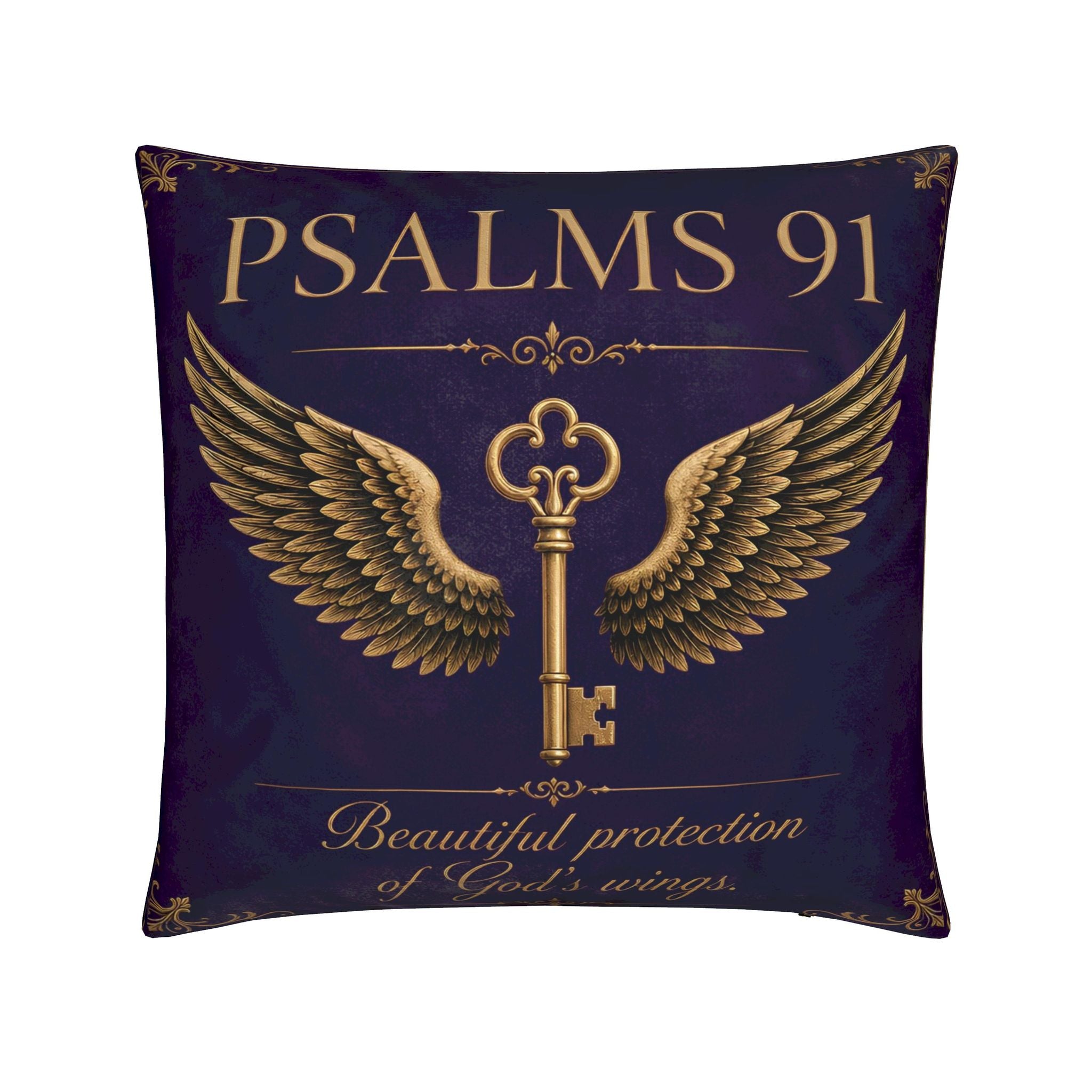 Psalm 91 Christian Pillow Purple | Luxury Scripture Home Décor