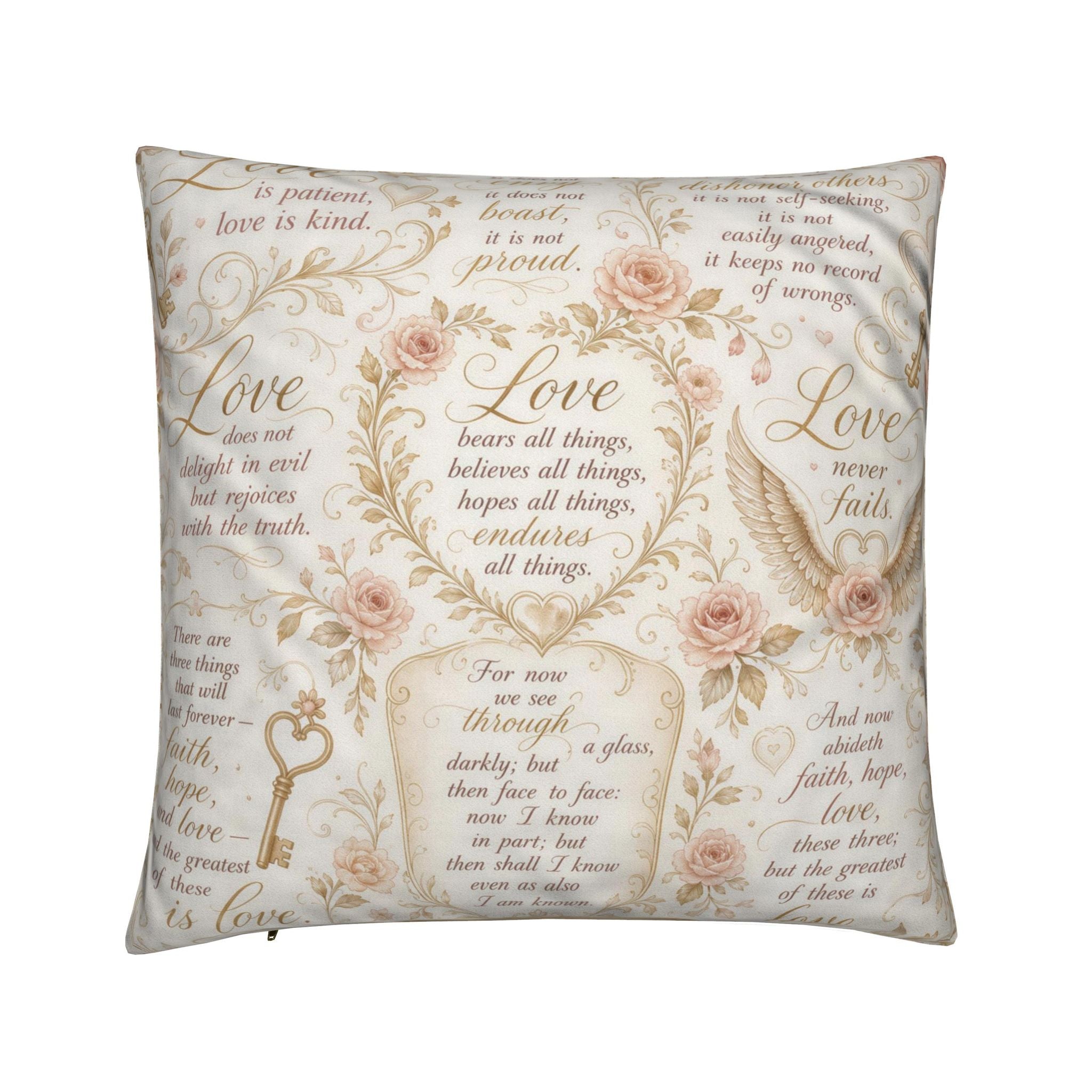 1 Corinthians 13 Love Christian Pillow | Luxury Scripture Home Décor