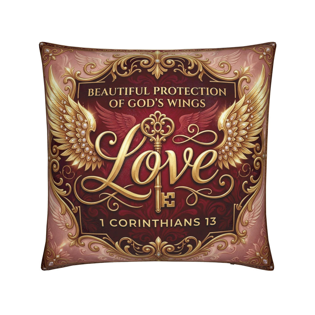 1 Corinthians 13 Love Christian Pillow Red | Luxury Scripture Home