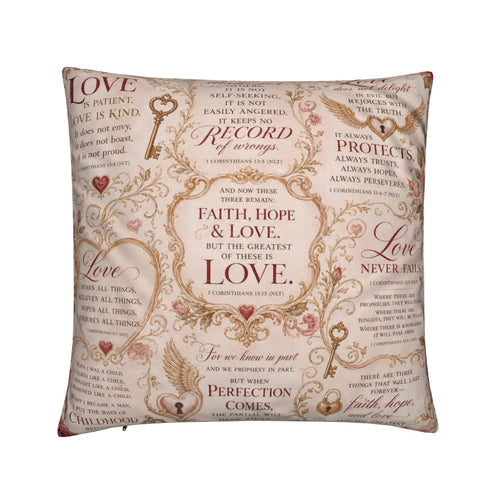 1 Corinthians 13 Love Christian Pillow Red | Luxury Scripture Home