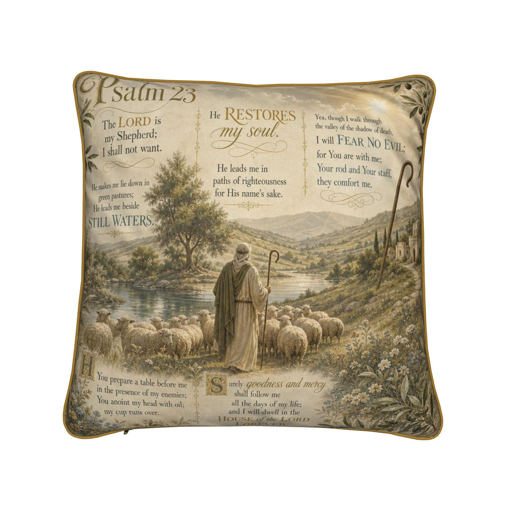 Psalm 23 Decorative Pillow | Christian Bedroom Décor | Shepherd Collec