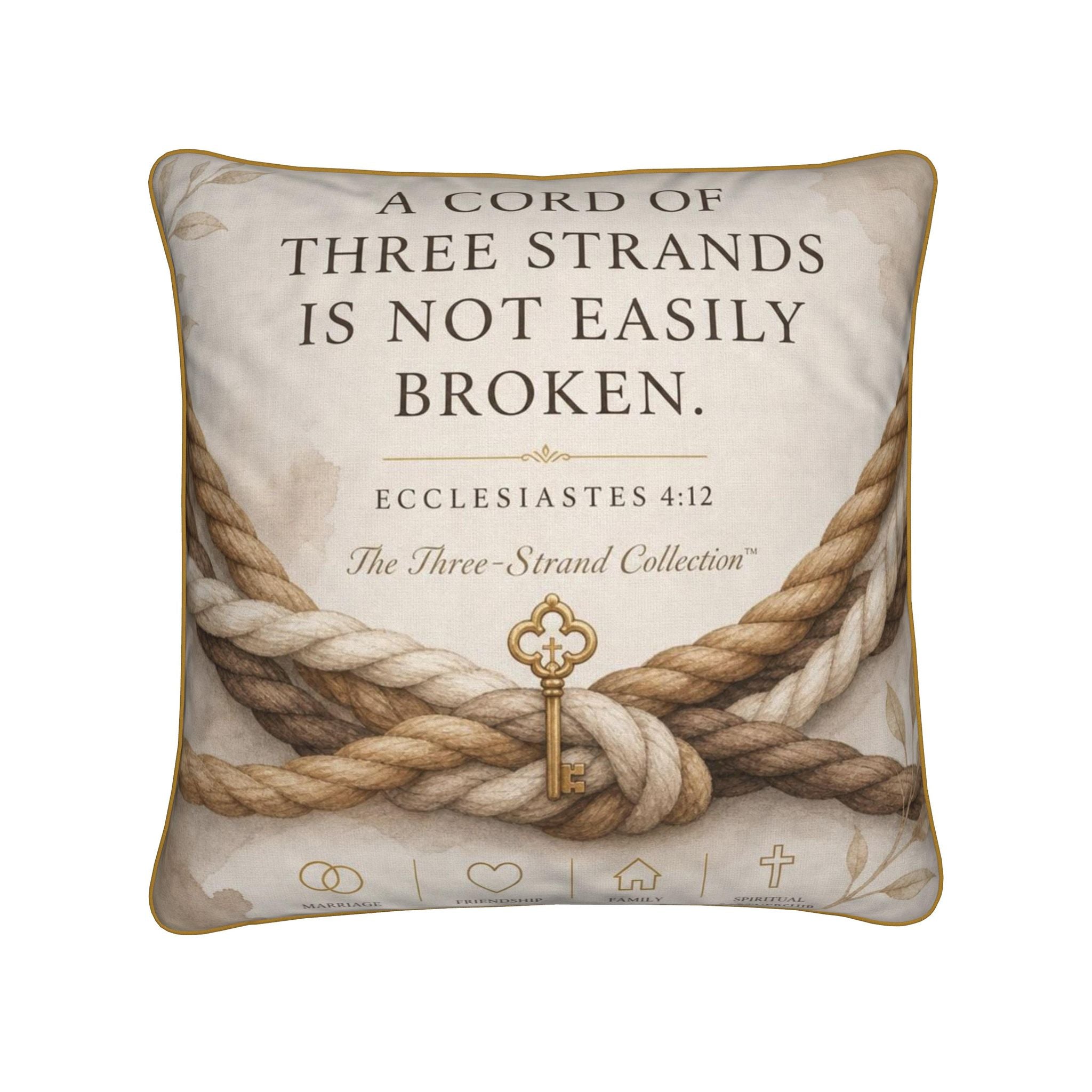 Ecclesiastes 4 Three-Strand Pillow | Christian Wedding Gift v2