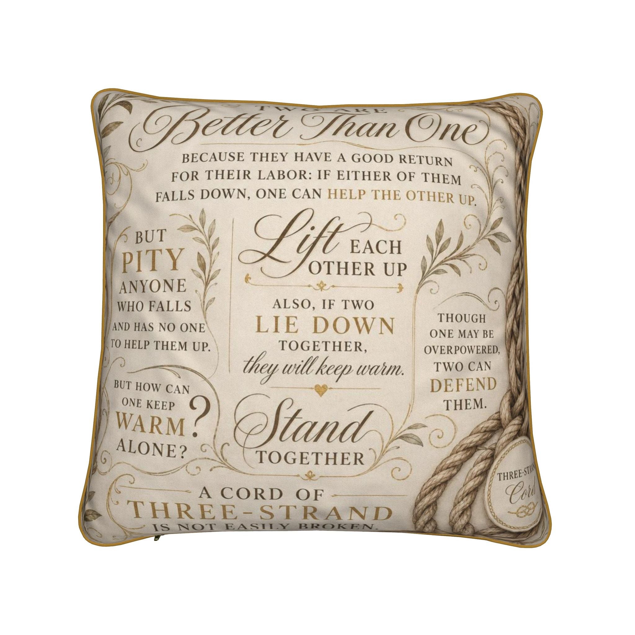 Ecclesiastes 4 Three-Strand Pillow | Christian Wedding Gift v2