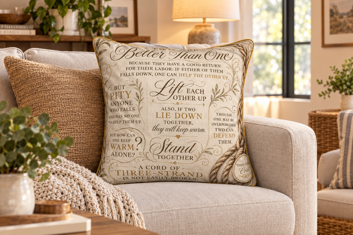 Ecclesiastes 4 Three-Strand Luxury Pillow | Christian Wedding Gift v2