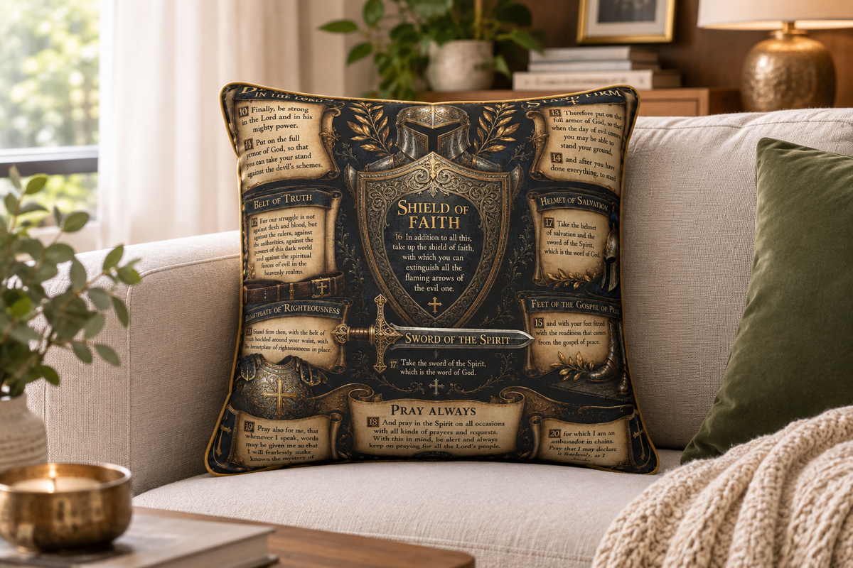 Armor of God Luxury Pillow | Ephesians 6 Christian Home Décor