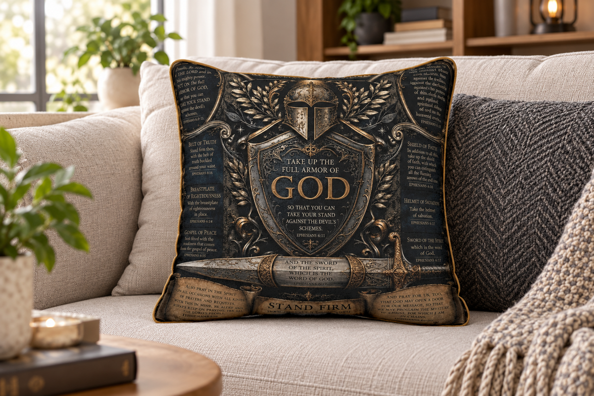 Armor of God Luxury Pillow | Ephesians 6 Christian Home Décor V2