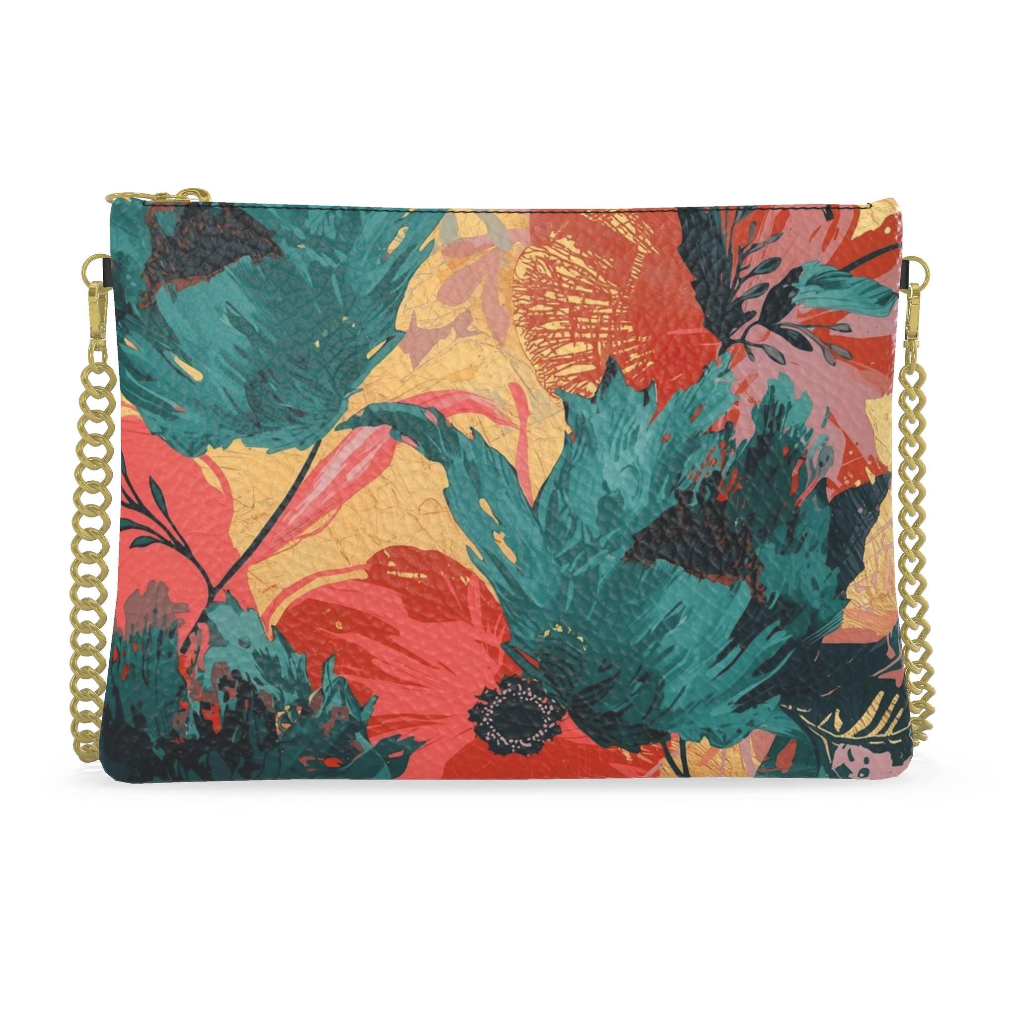 Coral Bloom Crossbody Bag With Chain | Luxury Floral Leather Handbags & Accessories