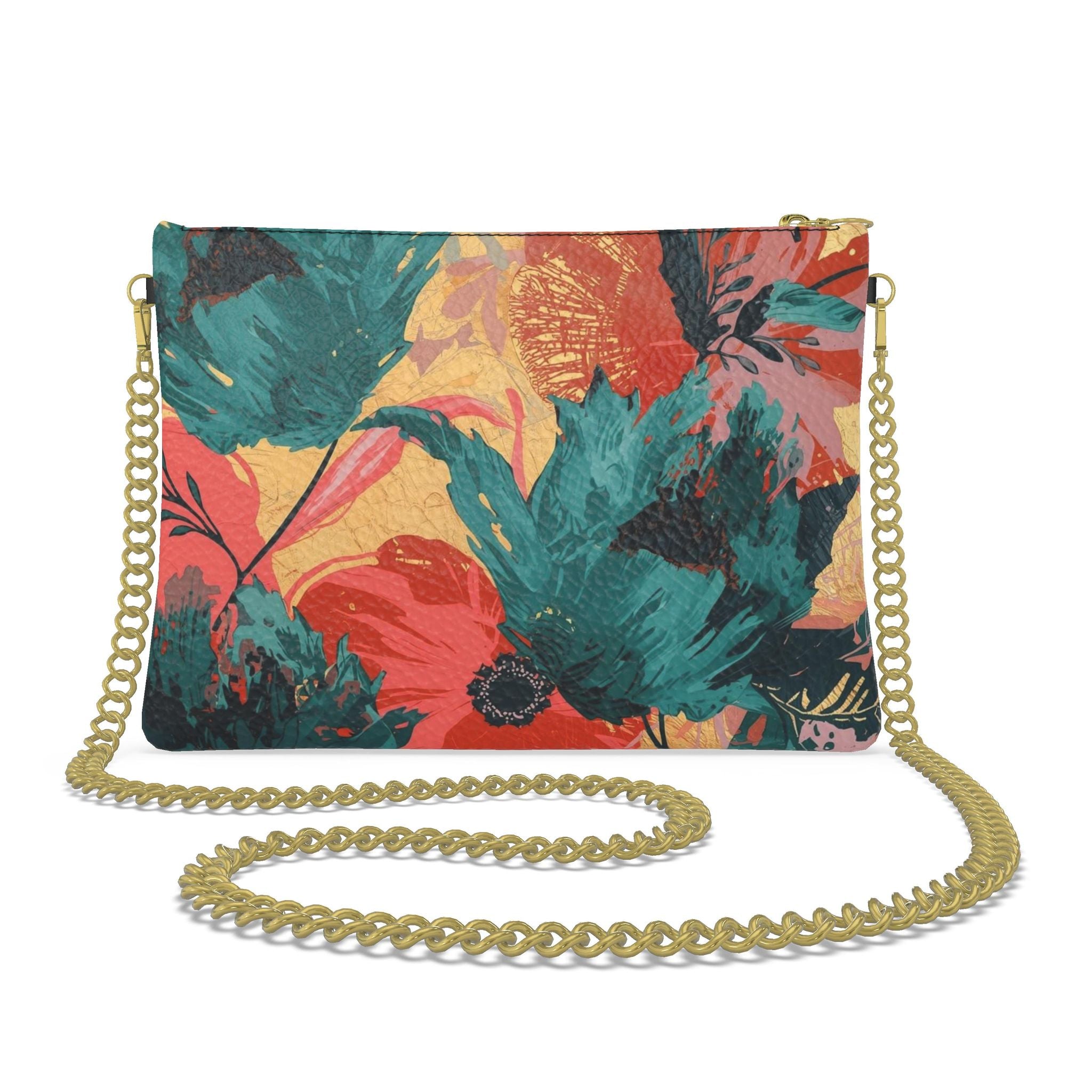 Coral Bloom Crossbody Bag With Chain | Luxury Floral Leather Handbags & Accessories