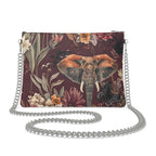 Wine Elephant Crossbody Bag With Chain | Luxury Floral Leather