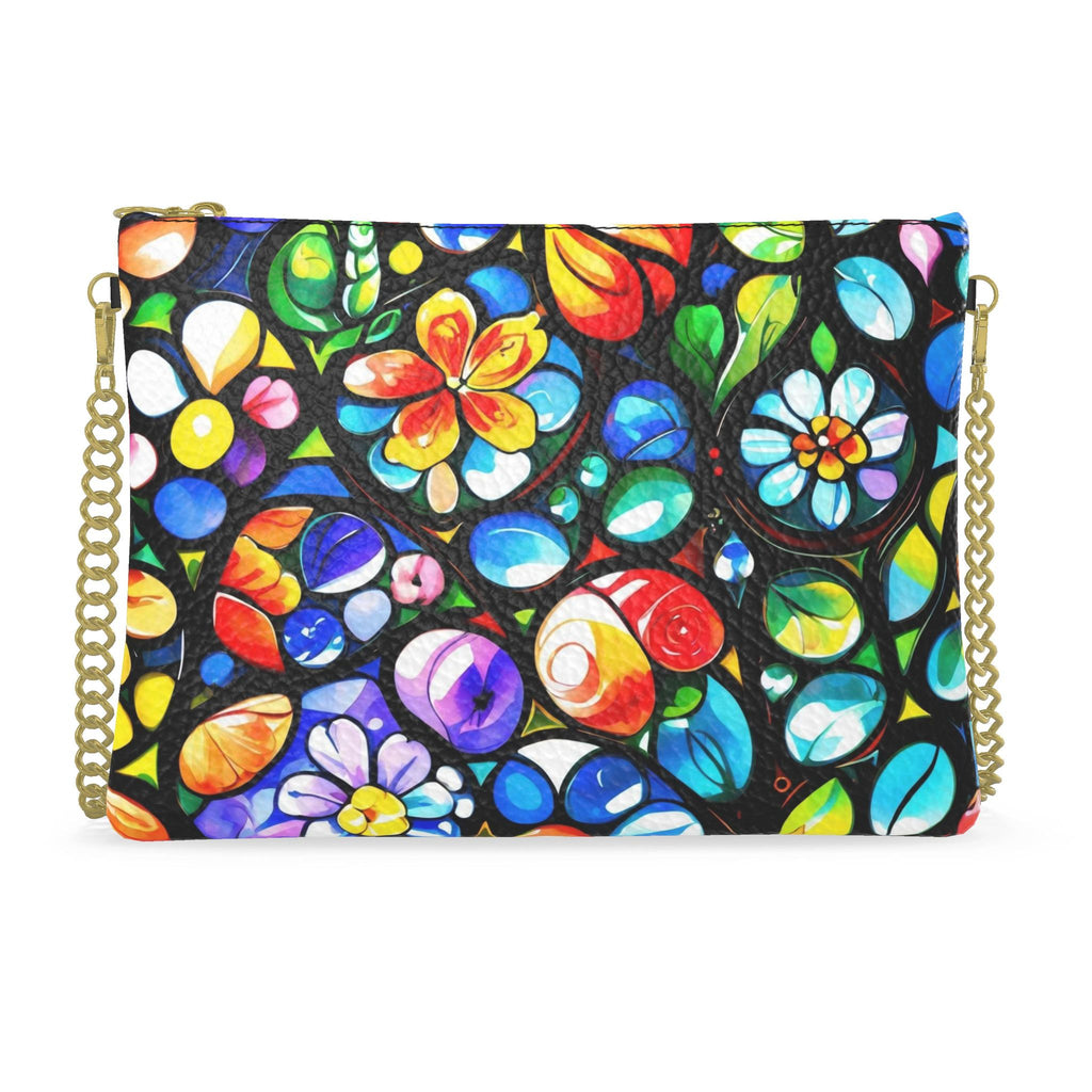 Floral Petals Crossbody Bag With Chain | Luxury Floral Leather Handbag
