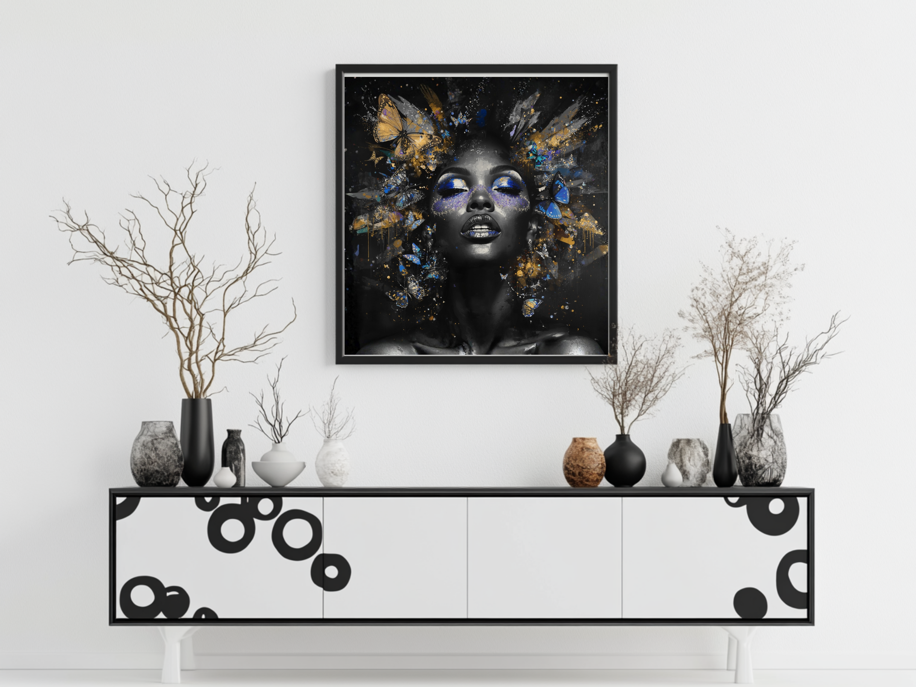 Crowned in Light – Butterfly Beauty 12×12 Framed Wall Art