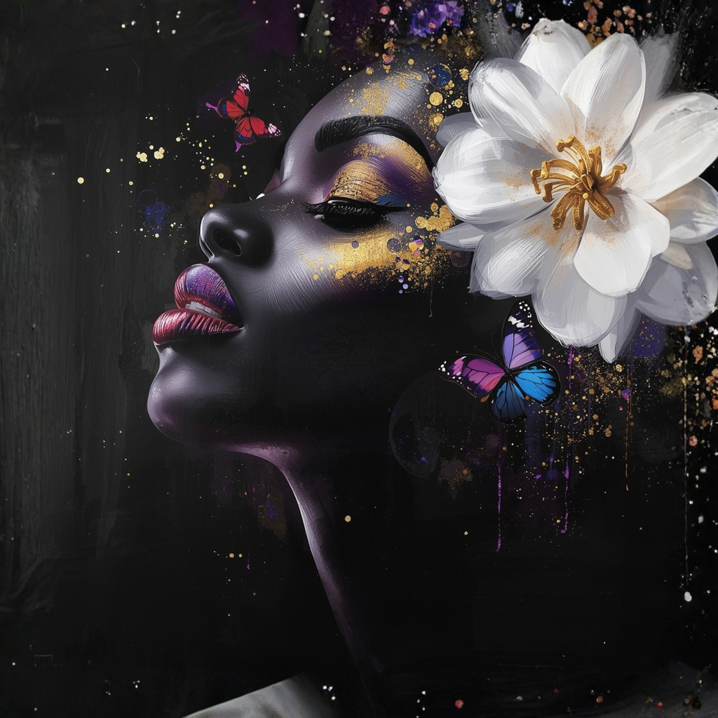 Lady Imani – Butterfly Beauty 12×12 Canvas Wall Art