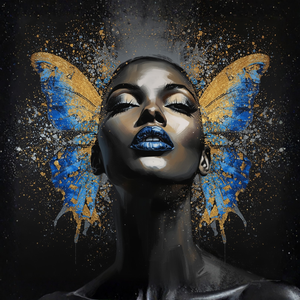 Lady Sanaa – Butterfly Beauty 12×12 Canvas Wall Art