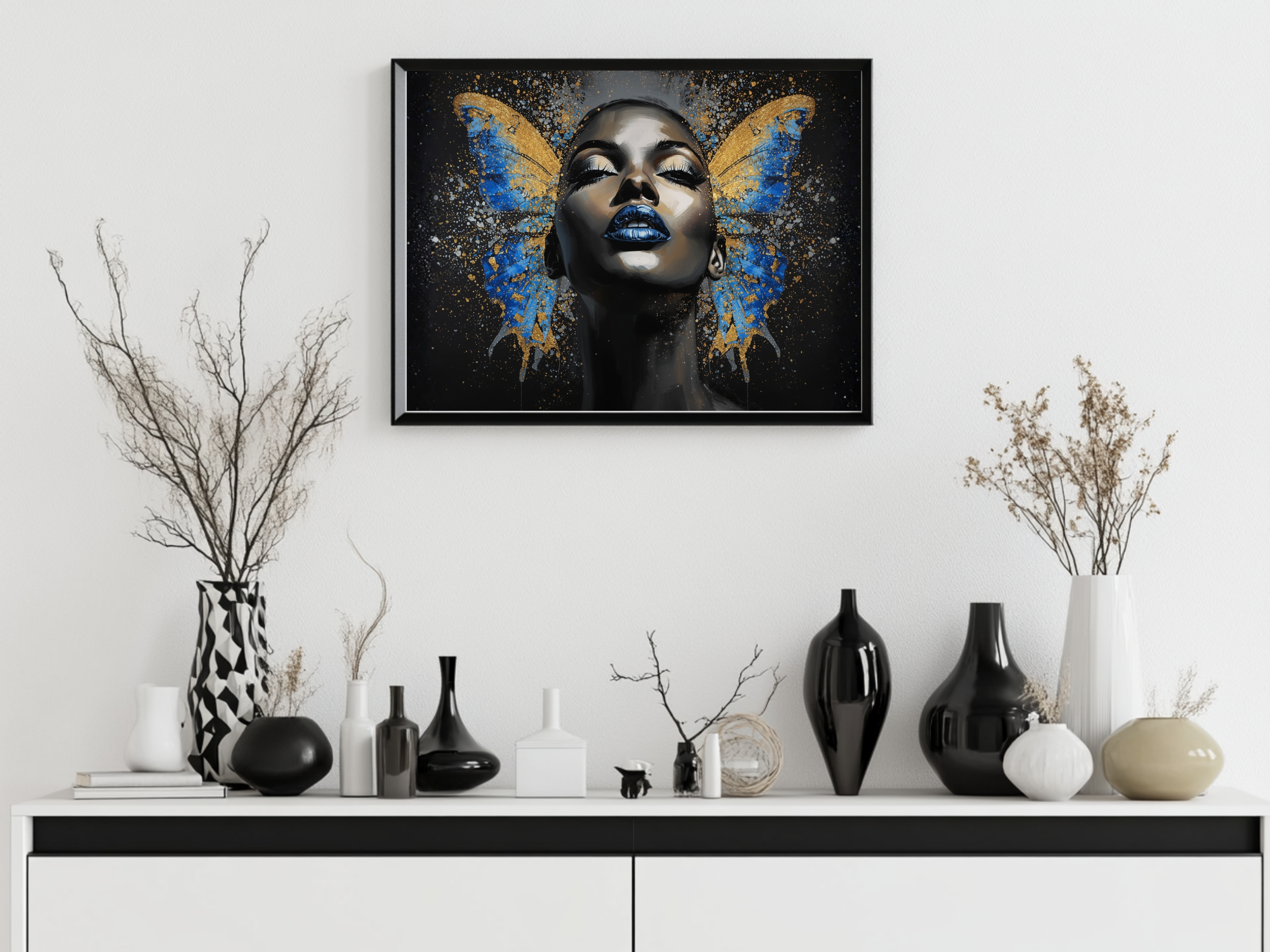 Lady Sanaa – Butterfly Beauty 12×12 Canvas Wall Art