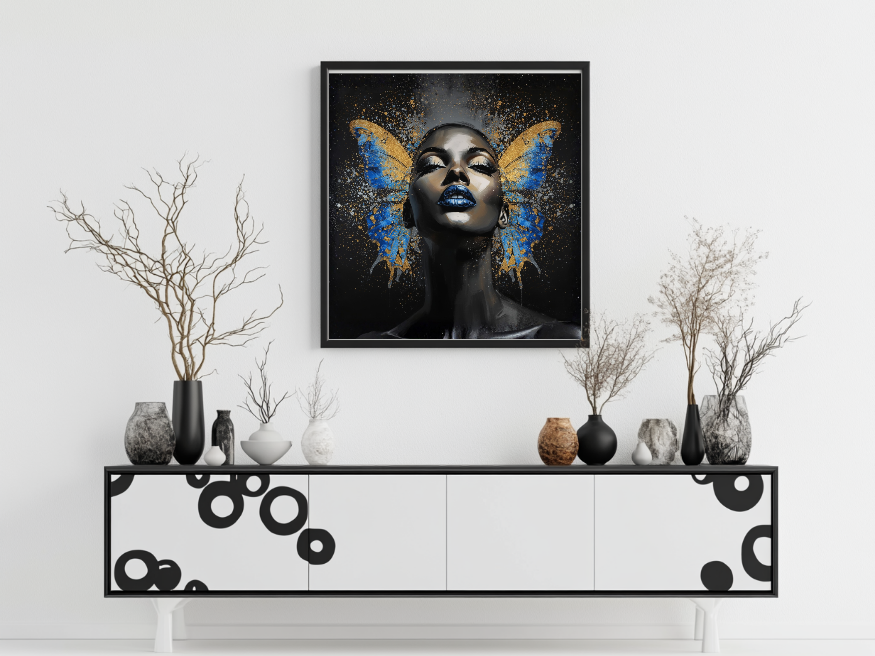 Lady Sanaa – Butterfly Beauty 12×12 Canvas Wall Art