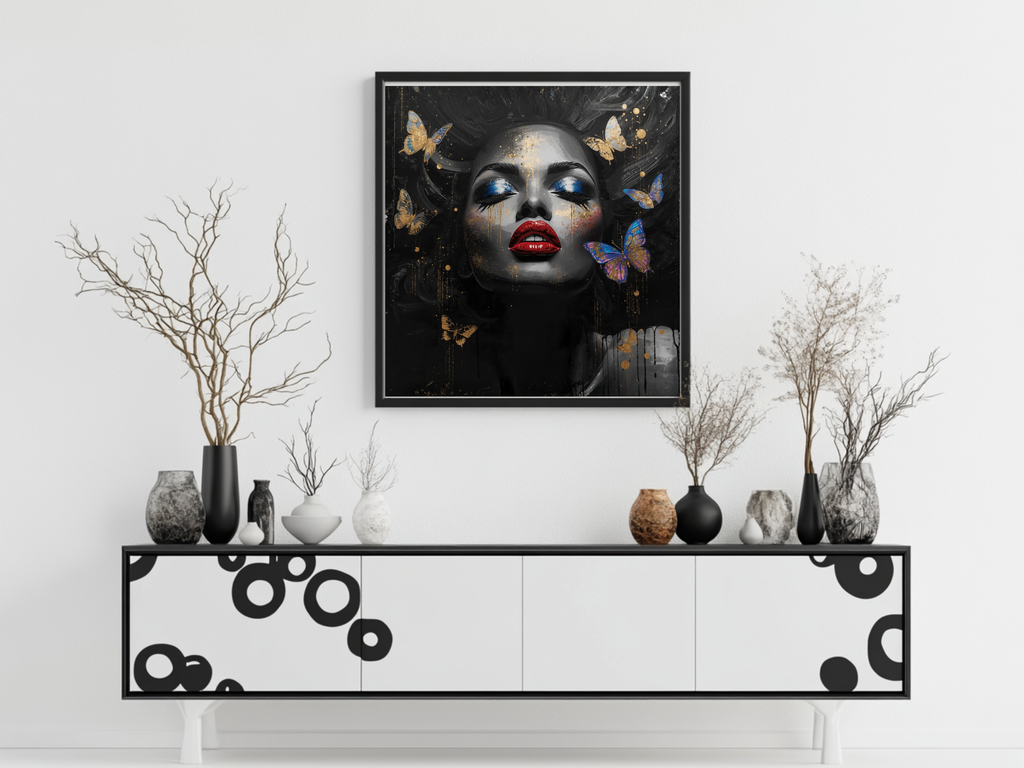 Queen Amara – Butterfly Beauty 12×12 Canvas Wall Art
