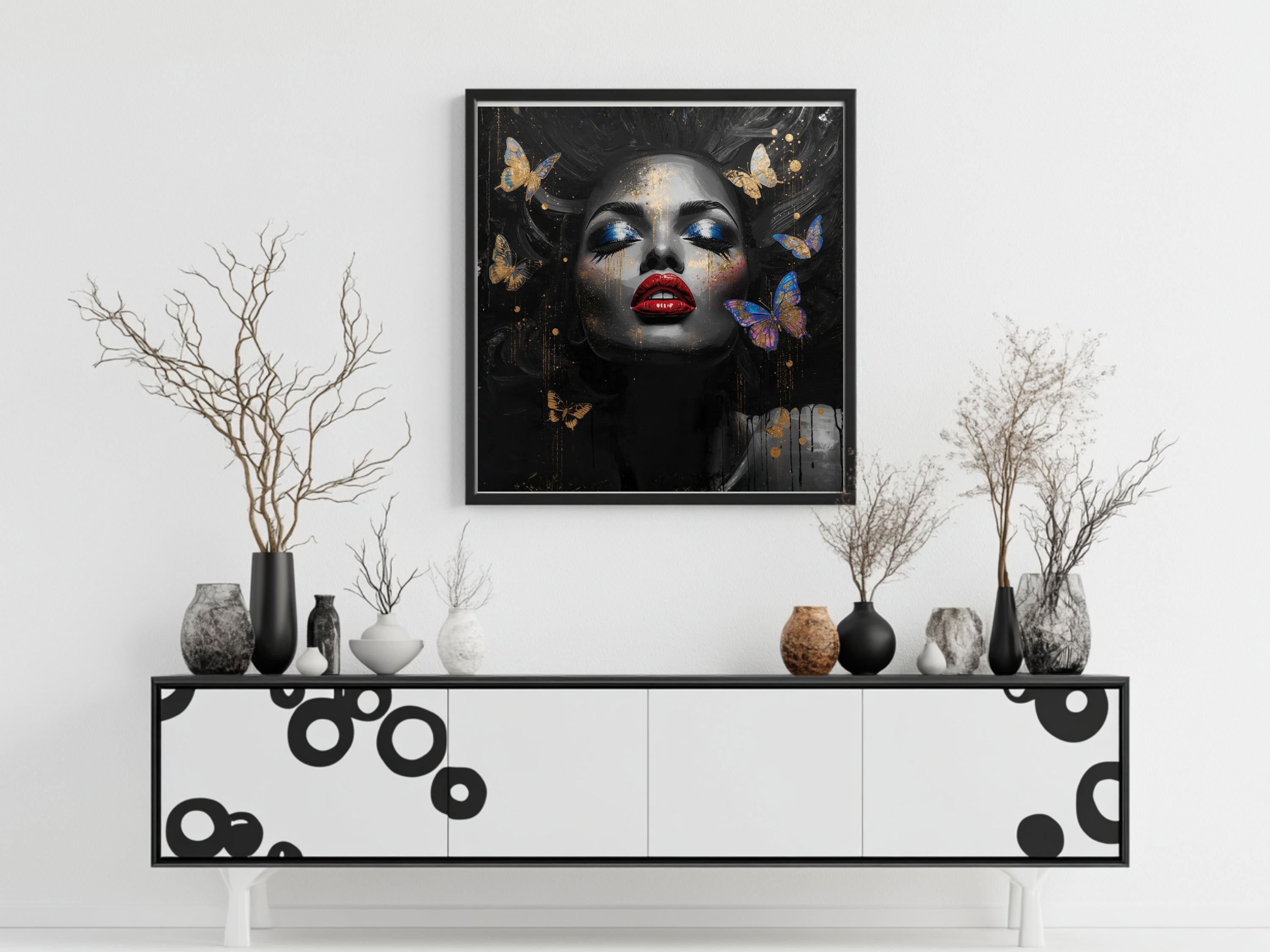 Queen Amara – Butterfly Beauty 12×12 Canvas Wall Art