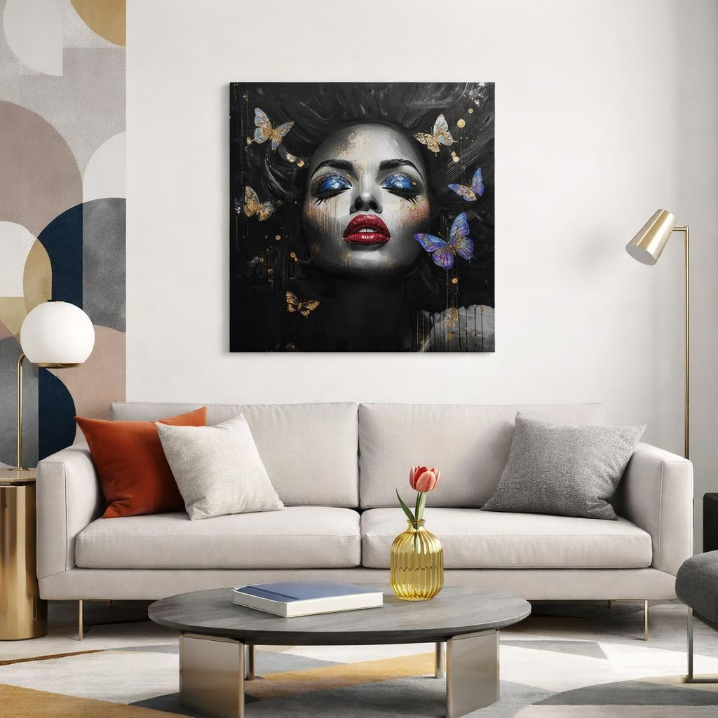 Queen Amara – Butterfly Beauty 12×12 Canvas Wall Art