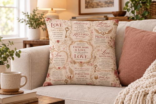 1 Corinthians 13 Love Collection | Wrapped in the Word™ Cotton Pillow V3