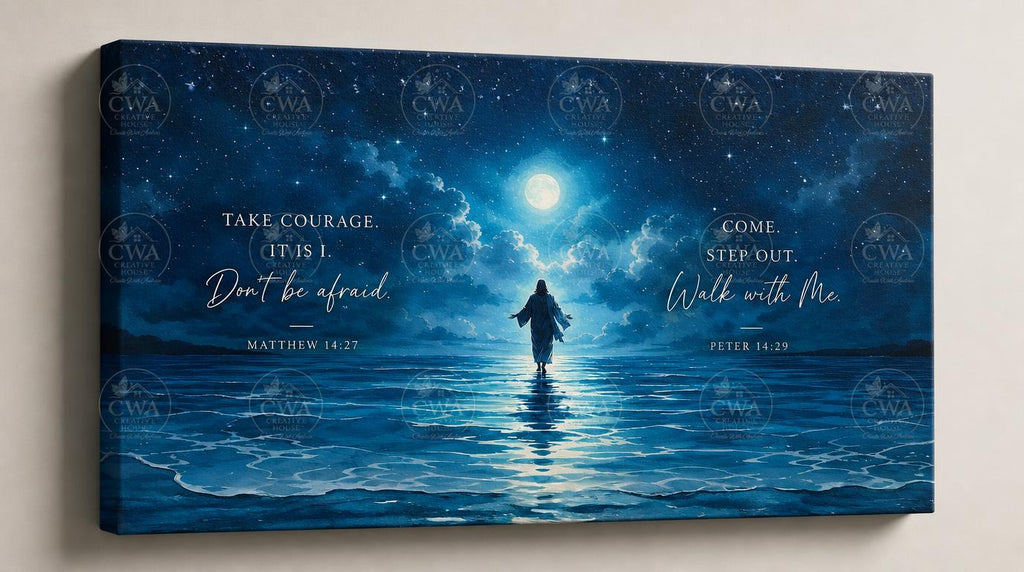 Walk By Faith™ Landscape Wall Art | "Walk With Me" Jesus Walking on Water