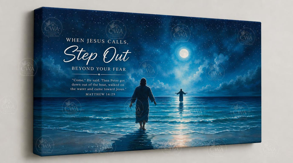 Walk By Faith™ Landscape Wall Art | "Step Out" Jesus Walking on Water