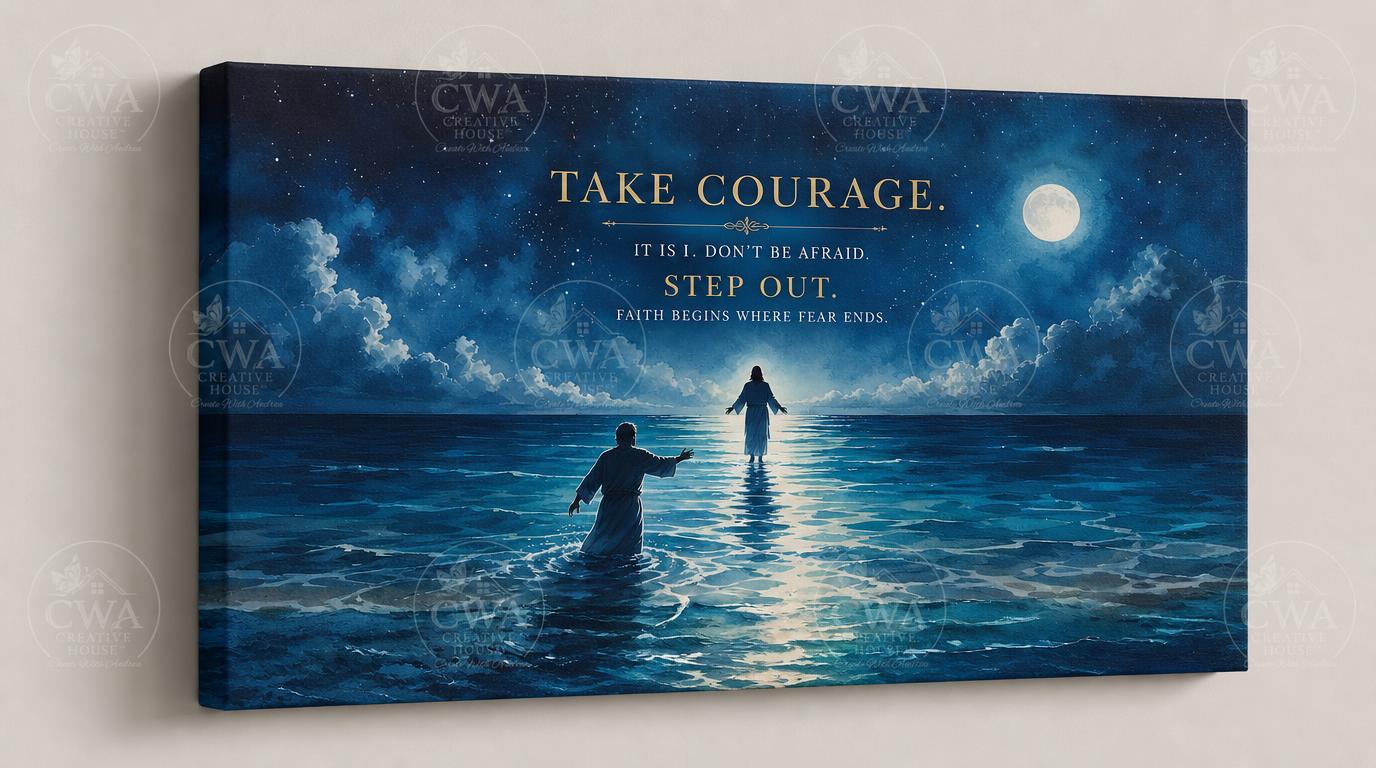 Walk By Faith™ Landscape Wall Art | "Take Courage" Jesus Walking on Water