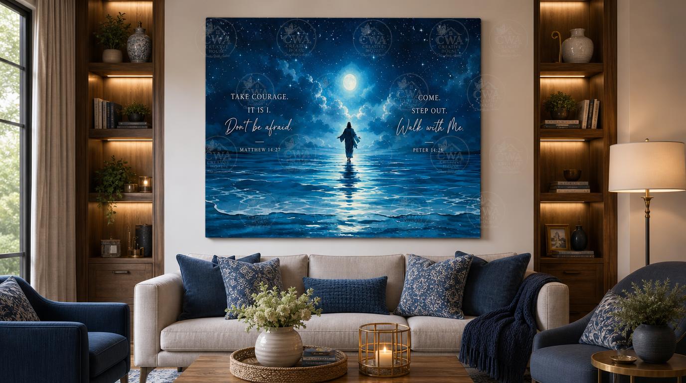 Walk By Faith™ Landscape Wall Art | "Walk With Me" Jesus Walking on Water