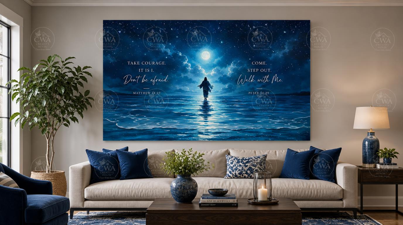 Walk By Faith™ Landscape Wall Art | "Walk With Me" Jesus Walking on Water